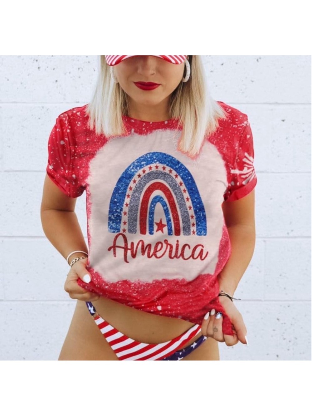 Rainbow American Flag Shirt Patriotic Shirt 4th of July Memorial Day Tshirt - Picture 2 of 10